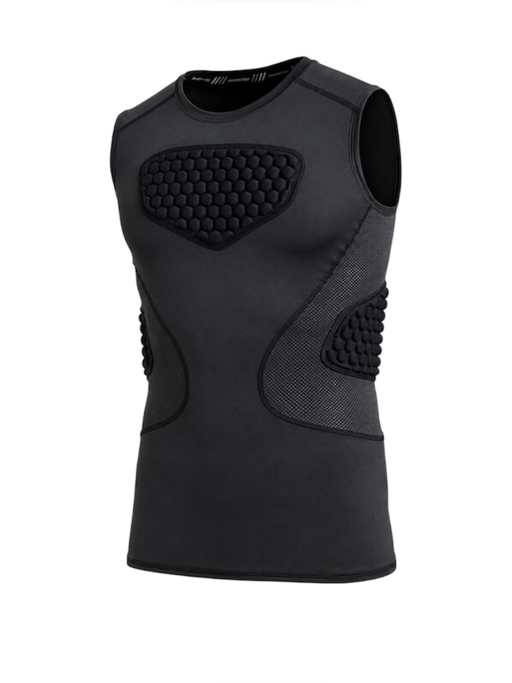 COOLOMG Padded Compression Shirt Sleeveless Rib Heart Sternum Guard S